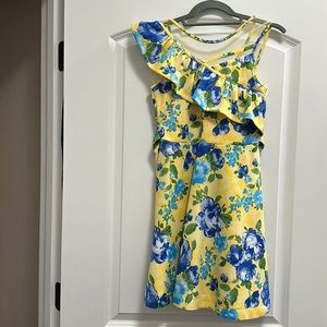 Girls yellow and blue dress. Easter dress. Recital dress